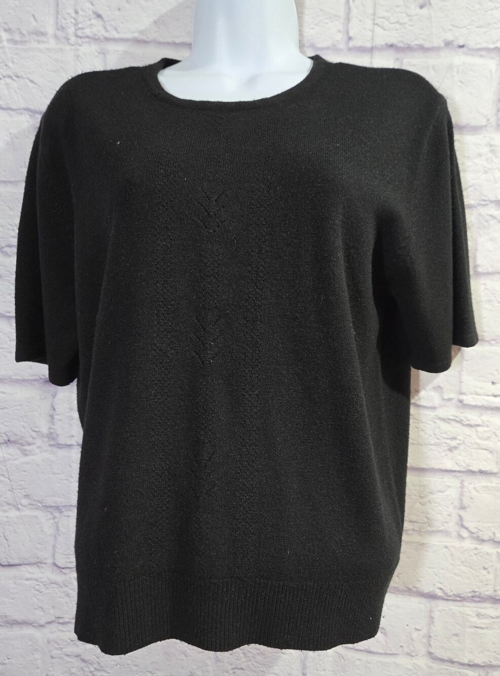 Napa Studio Black Short Sleeve Sweater Top Large Lightweight Soft